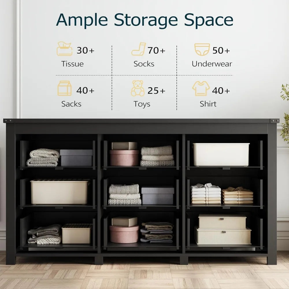 RBXC 9-Drawer Dresser Cabinet For Bedroom With Metal Handles