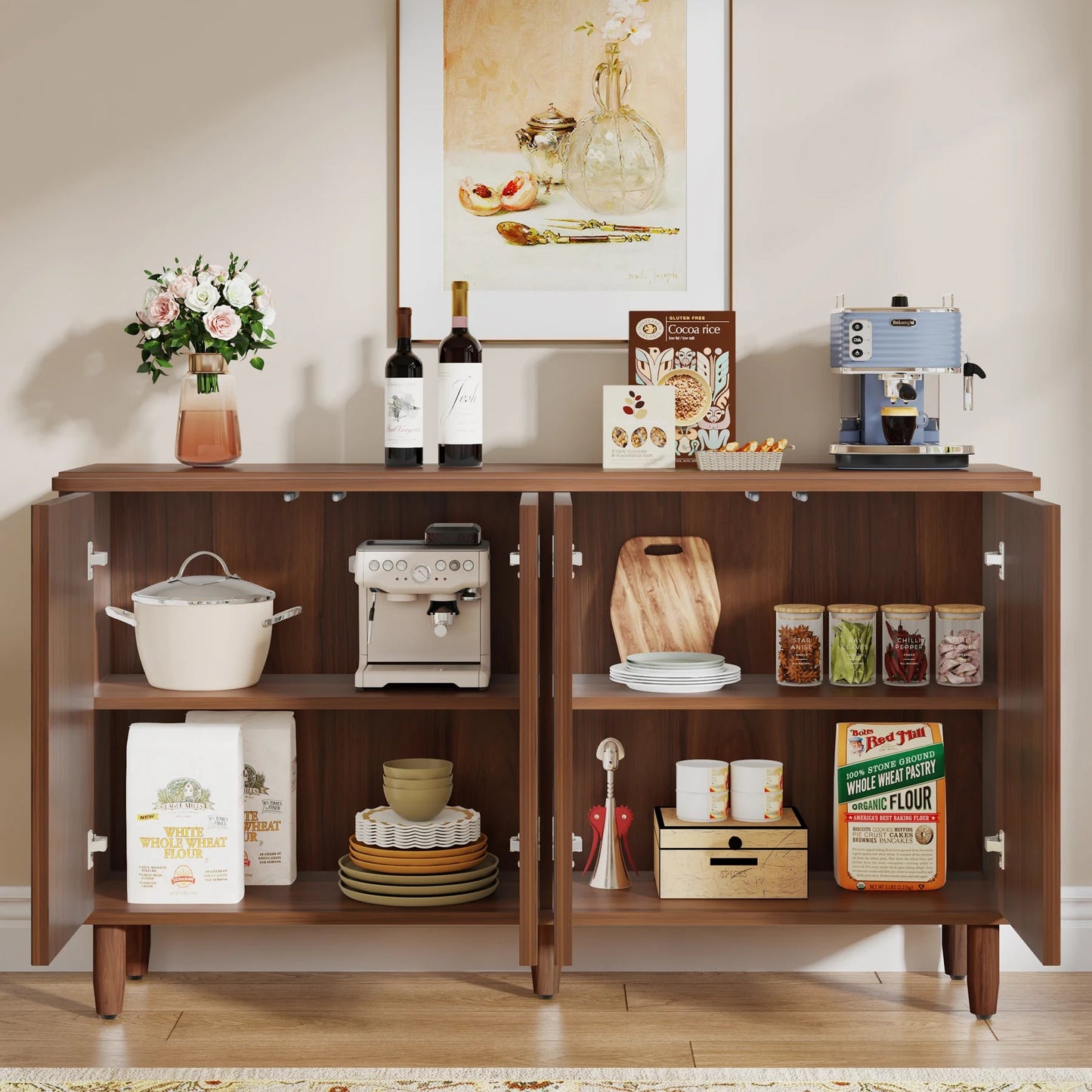 Tribesigns Buffet Cabinet Sideboard with Storage, Modern Storage Cabinet Sideboard Buffet Table with Doors for Living Room The Pet & Home Store
