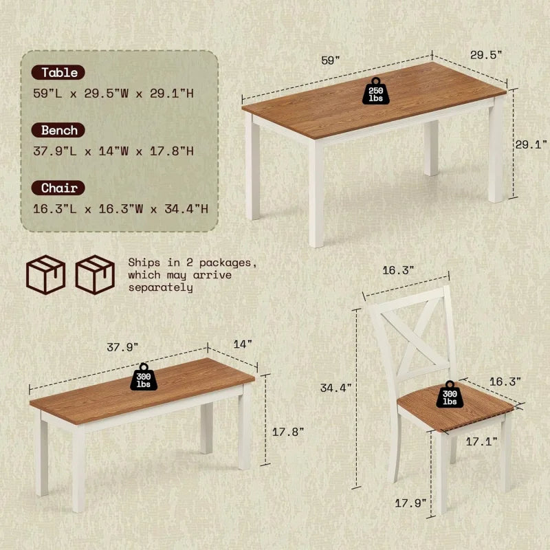 2026：6-Piece Farmhouse , 59 Wooden Table with 4 Chairs &, Kitchen & Dining Room Set 6, Space- The Pet & Home Store
