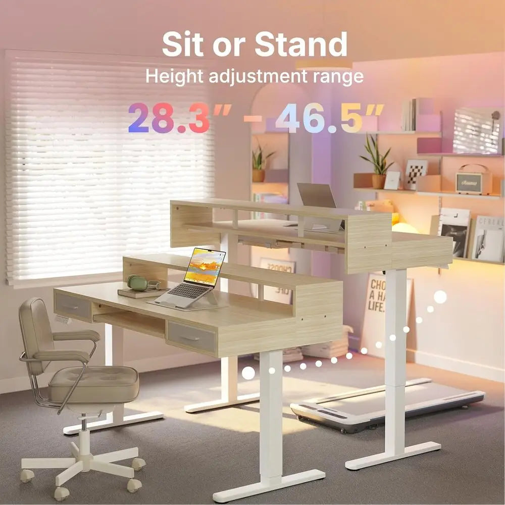 55″ x 26″ Electric Standing Desk with 2 Ders &24.4″ Large Keyboard Tray, C-Clamp Mount Compatible, Adjustable Computer Desk or O The Pet & Home Store