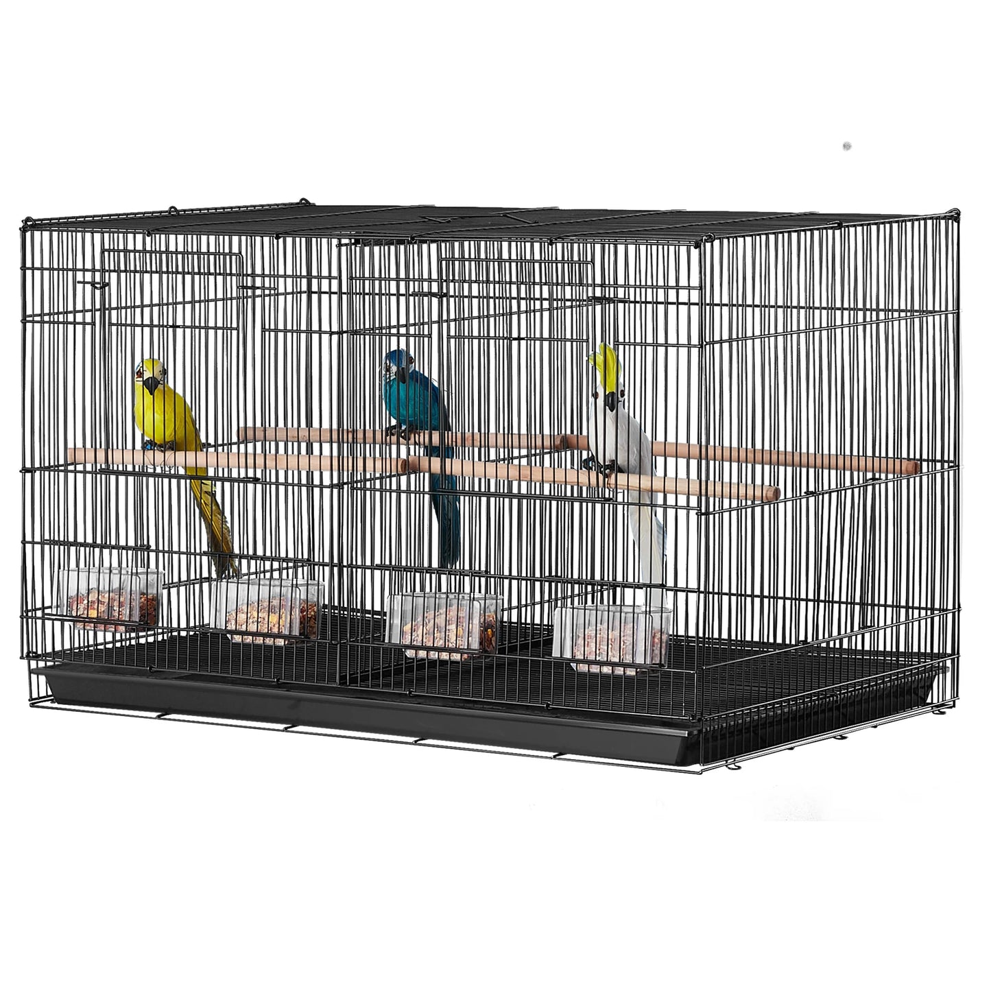 SUCCEBUY 30-Inch Flight Bird Cage, Stackable Small Animal Cage with Handle, Divided Birdcage for Travel, Portable Pet Cage for Small Birds