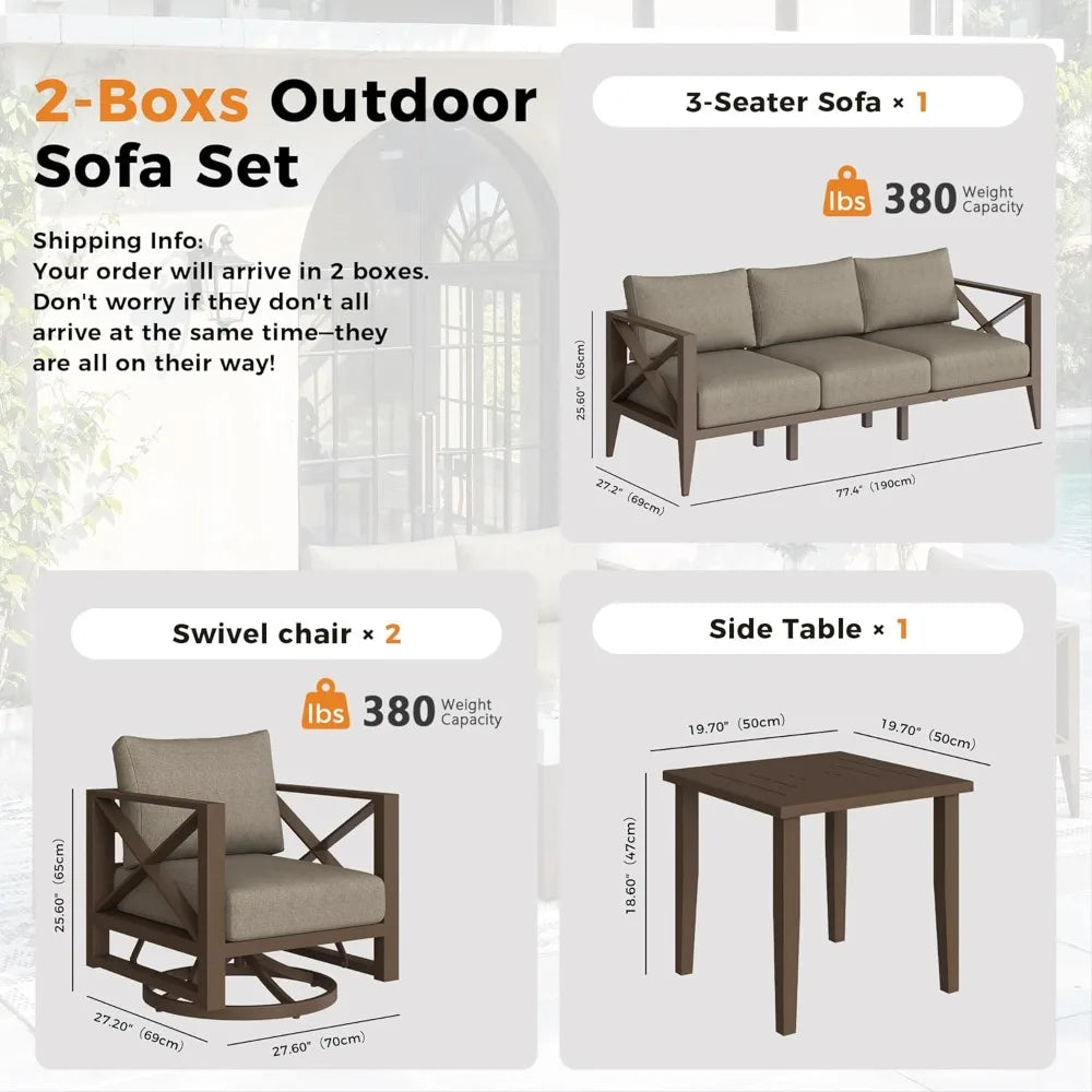 XIAOLANG Aluminum Outdoor Patio Furniture Set With Swivel Chairs