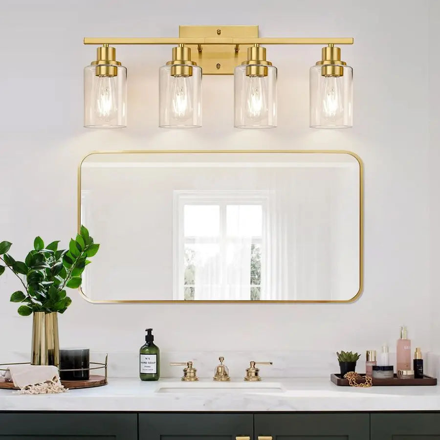 Vanity Lights With Clear Glass Shades For Bathroom Mirror