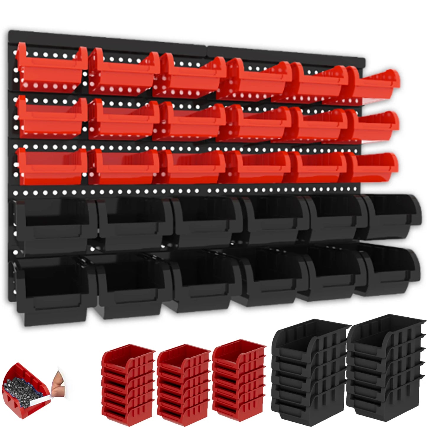Wall Mounted Storage Bins Set For Garage Organization