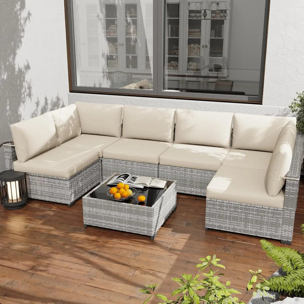 All Weather PE Rattan Modular Sectional Patio Set For Outdoors