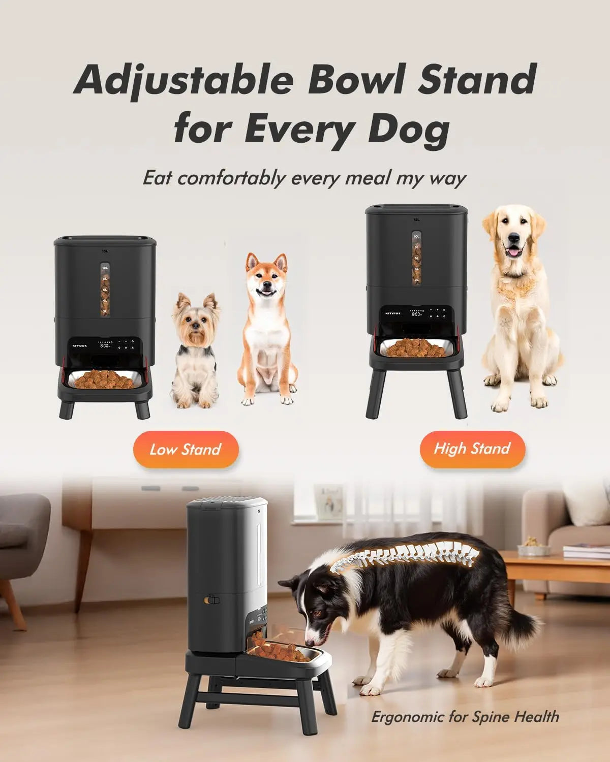 Automatic Dog Feeder for Large Breed With Elevated Stand