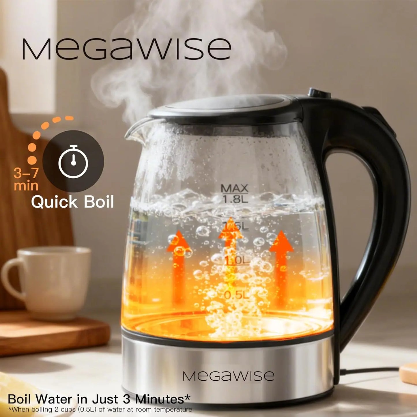 Electric Glass Kettle Auto Shut Off 1 8L