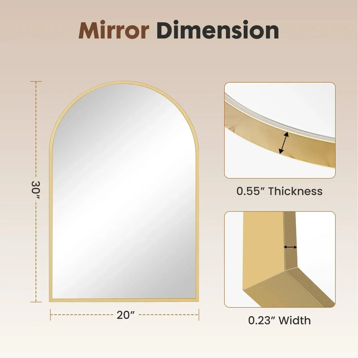 Arched Metal Framed Bathroom Mirrors for Wall  Hanging Mirror Glass Mirror Modern Wall Decor For Bedroom Entryway The Pet & Home Store