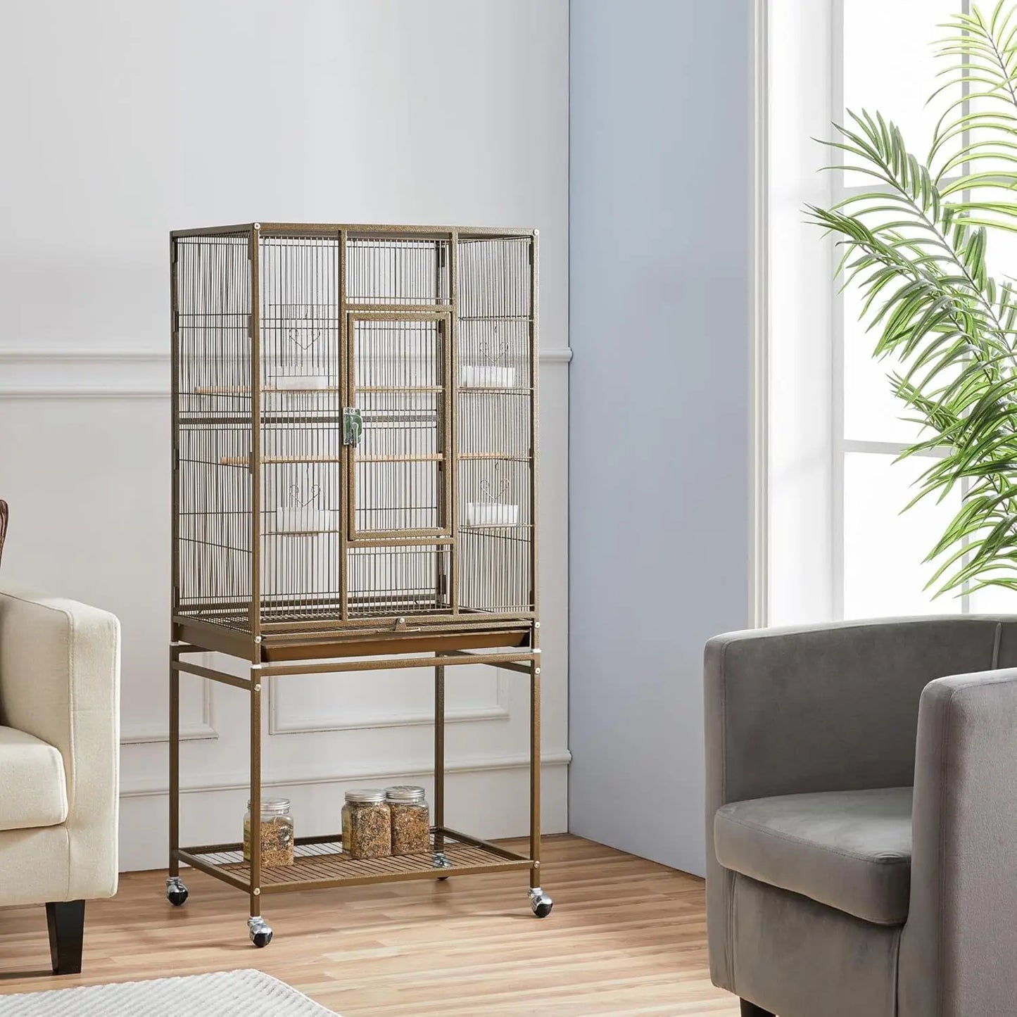 Wrought Iron Parrot Cage Stand For Small Birds And Parakeets
