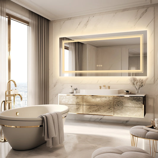 Wisfor LED Backlit Bathroom Mirror With Dimmable Anti-Fog Memory