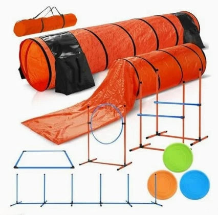 YTYIN Coofull PVC Dog Agility Training Set With Tunnel