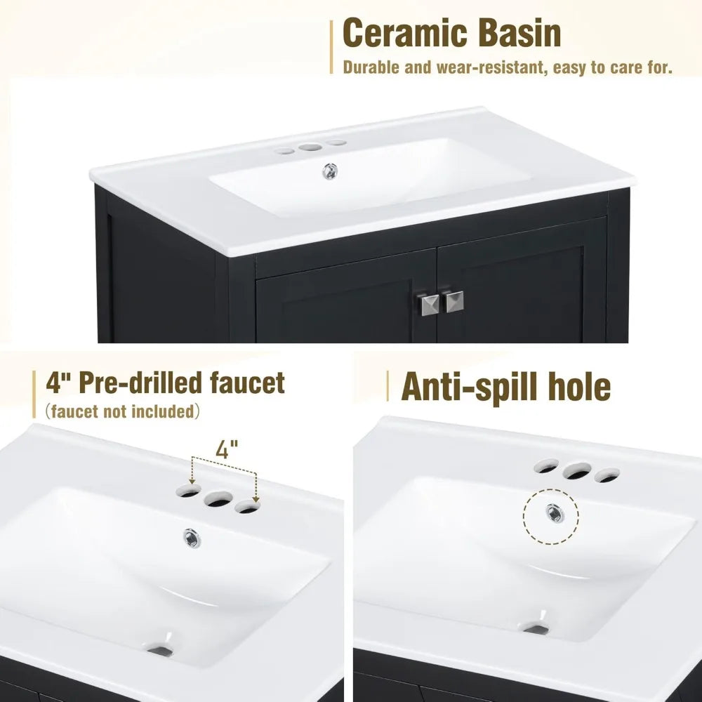 RBXC Solid Wood Double Sink Bathroom Vanity Cabinet With Storage The Pet & Home Store