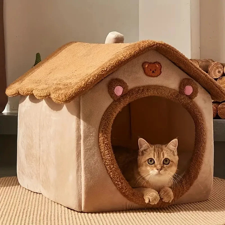 Foldable Pet House With Removable Washable Cover For Pets
