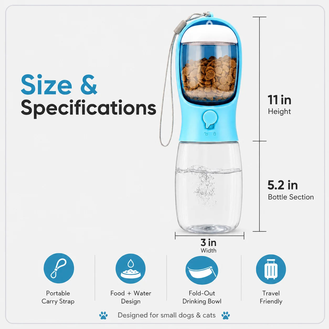 3 In 1 Portable Pet Water Bottle With Food Dispenser