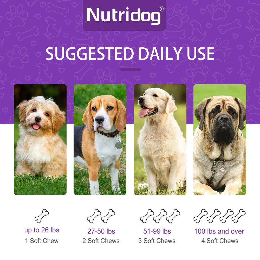 Nutridog Turmeric Dog Chews Anti Inflammatory Joint Support Glucosamine
