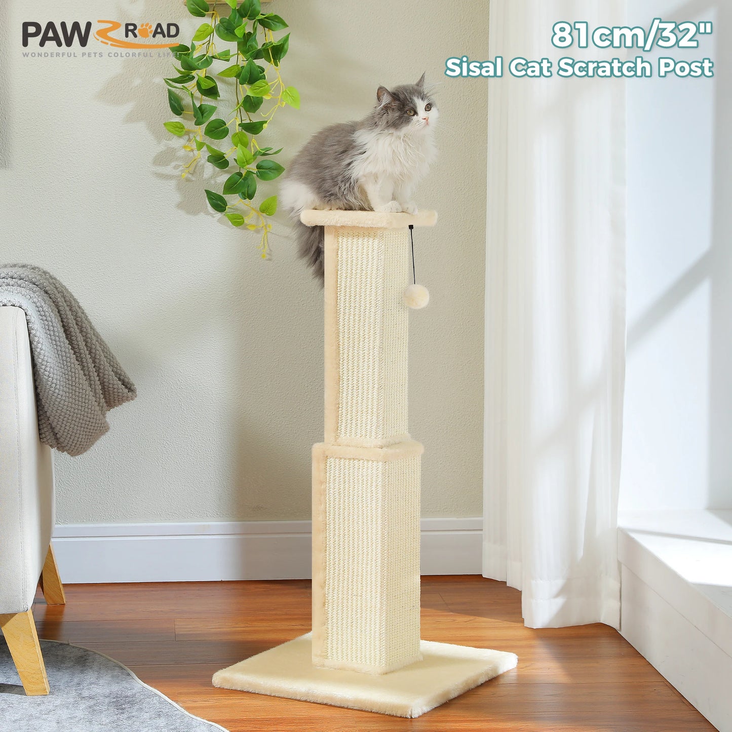 PAWZ Road Large Cat Scratching Post For Indoor Cats Ultimate Sisal Toy