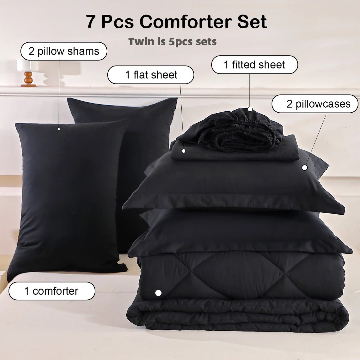 5pcs/7pcs Twin Full Queen King Bedding Sets Home Decor Comforter Flat Sheet Fitted Sheet Pillowcases Sleeping Sets The Pet & Home Store