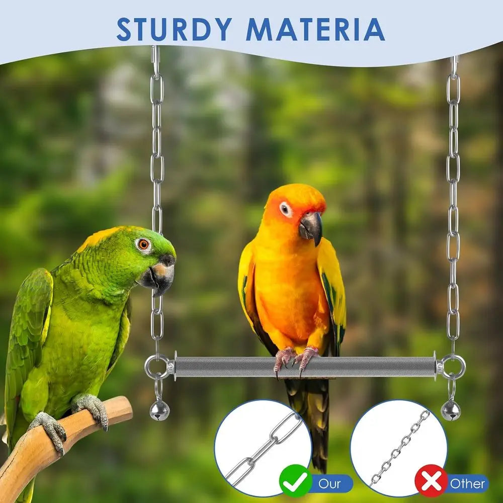 Large Bird Swing, Hanging Heavy Duty Parrot Swings Perches Stand Toys, Claw Grinding Birdcage Accessories for African Grey Cocka The Pet & Home Store