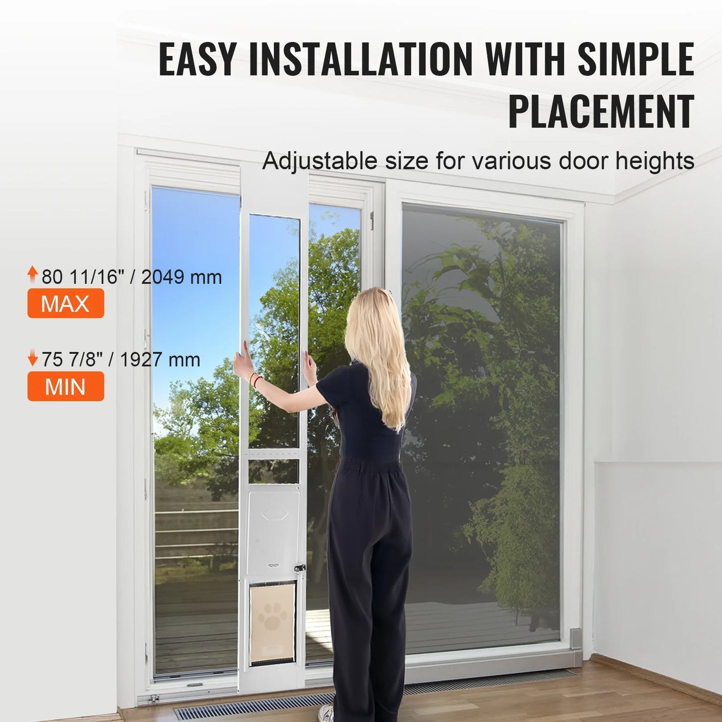 SucceBuy Sliding Glass Dog Door Aluminum Frame Tempered Glass