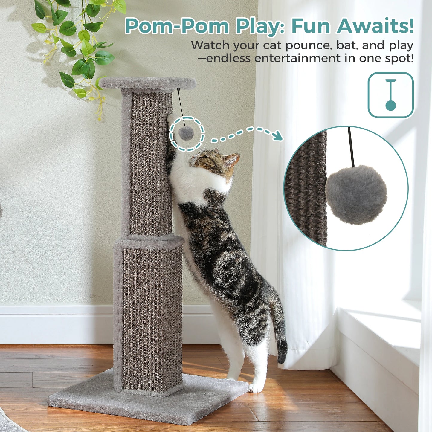 PAWZ Road Large Cat Scratching Post For Indoor Cats Ultimate Sisal Toy