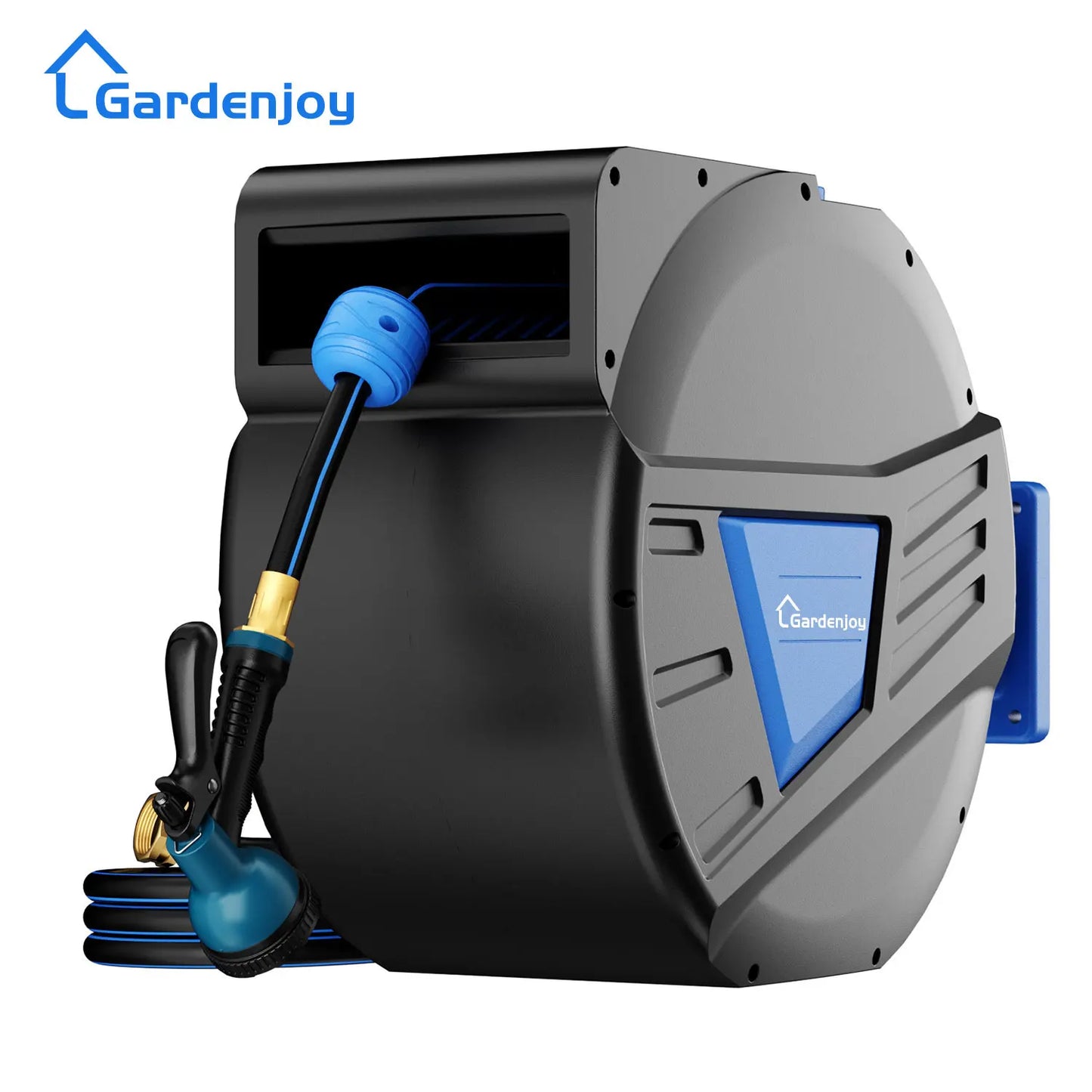 GardenJoy Retractable Wall Mounted Hose Reel With Locking Mechanism