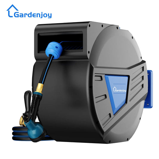 GardenJoy Retractable Wall Mounted Hose Reel With Locking Mechanism