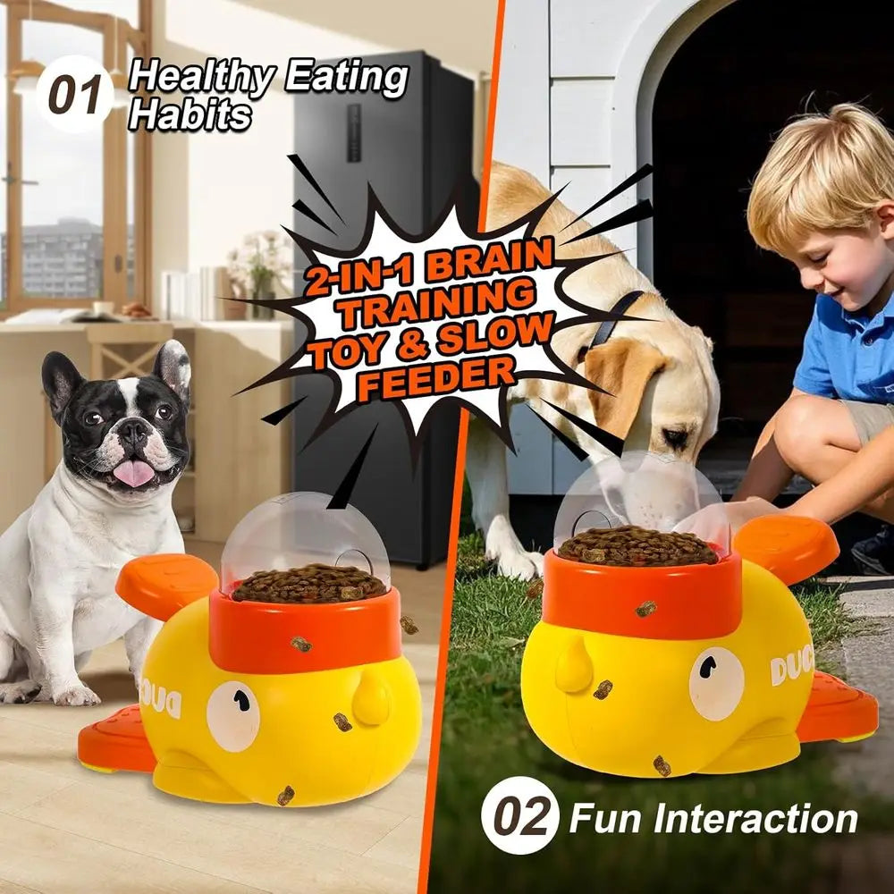 Interactive Dog Toys Puzzle Slow Feeder, Cat Treat Dispenser Toy Duck-Shaped Enrichment Toy for Small Medium Dogs and Cats, IQ T