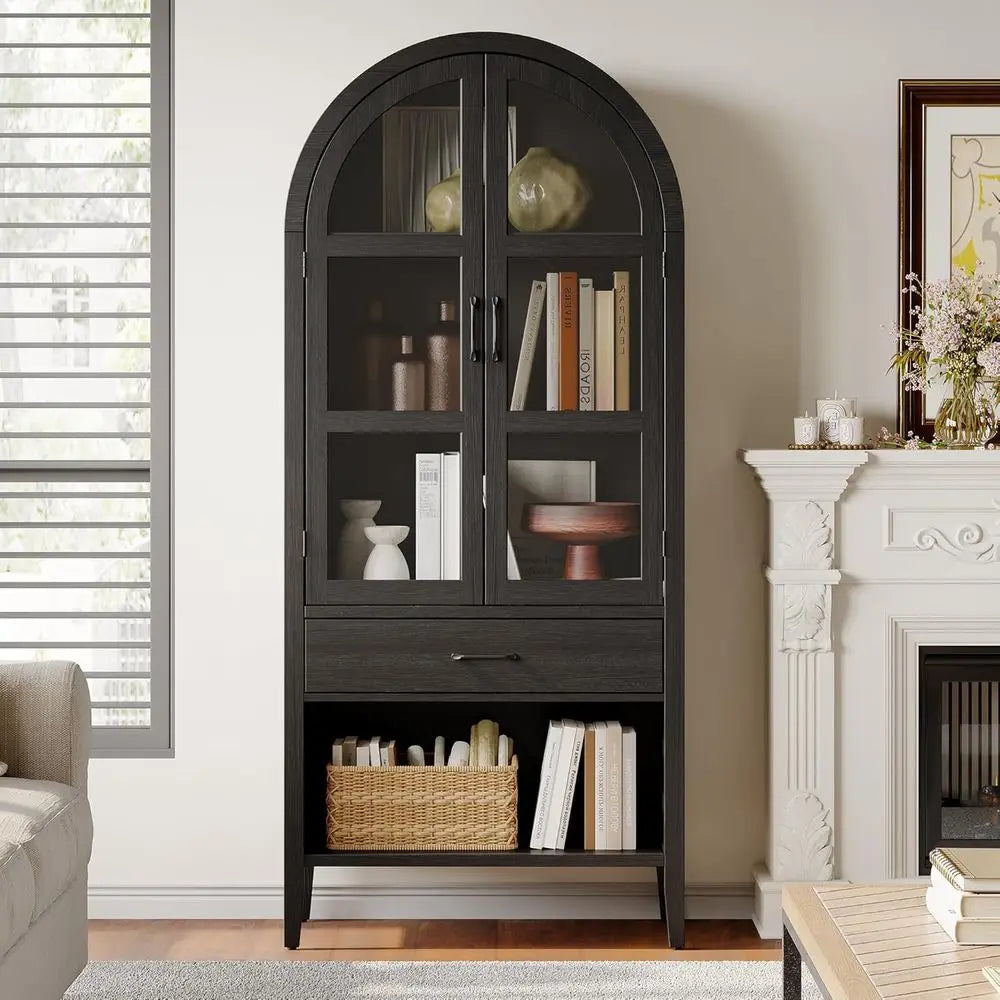 Elegant Arched Wine Bar Cabinet With Storage Shelves The Pet & Home Store