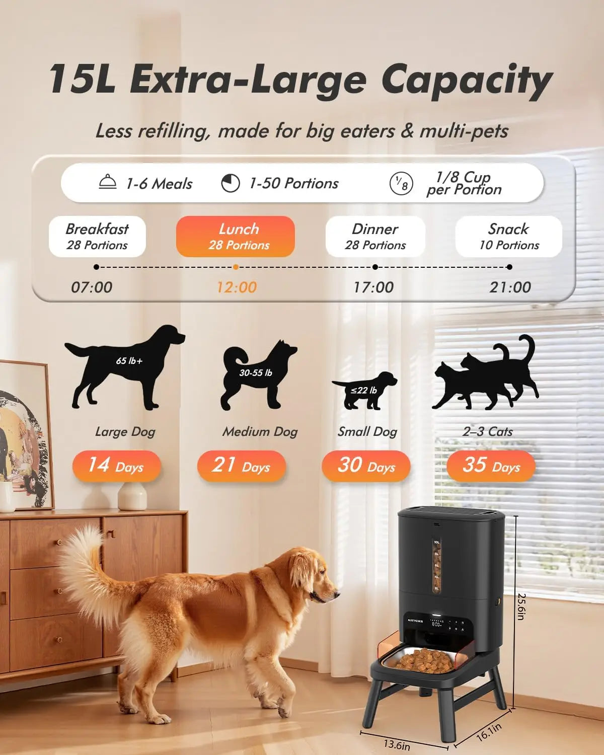 Automatic Dog Feeder for Large Breed With Elevated Stand