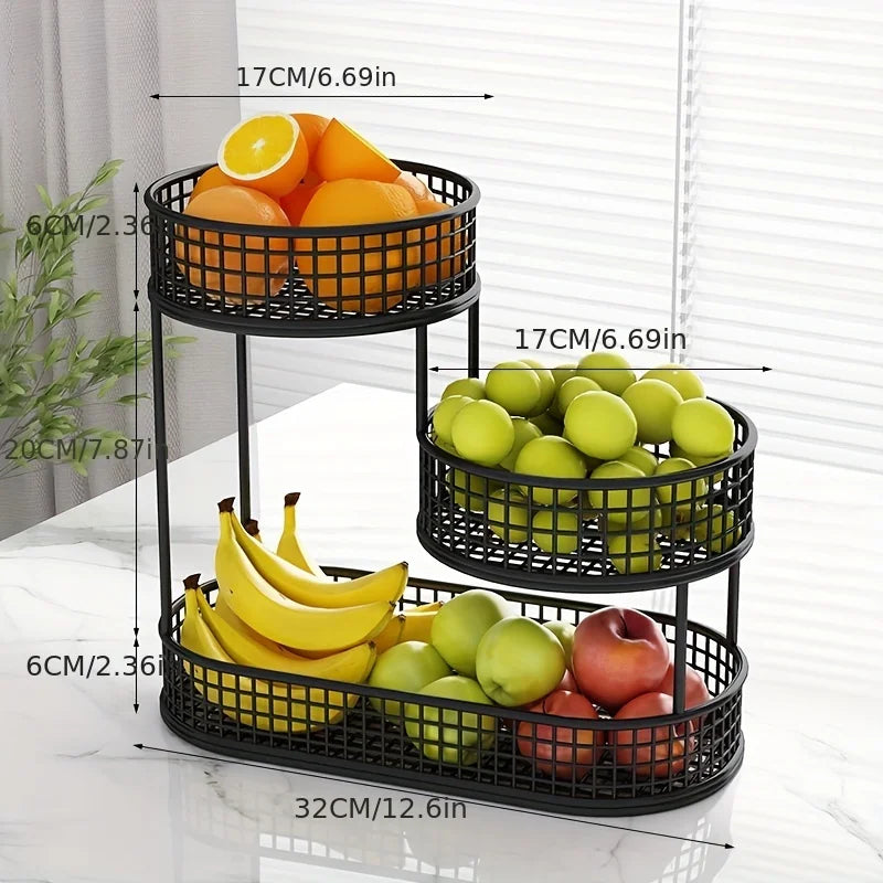 Elegant Multi Layer Metal Fruit Basket Luxury Design for Living Room and Coffee Table Versatile Snack and Fruit Display Stand