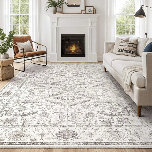 Soft Washable Vintage Area Rug Non Slip Polyester Living Room