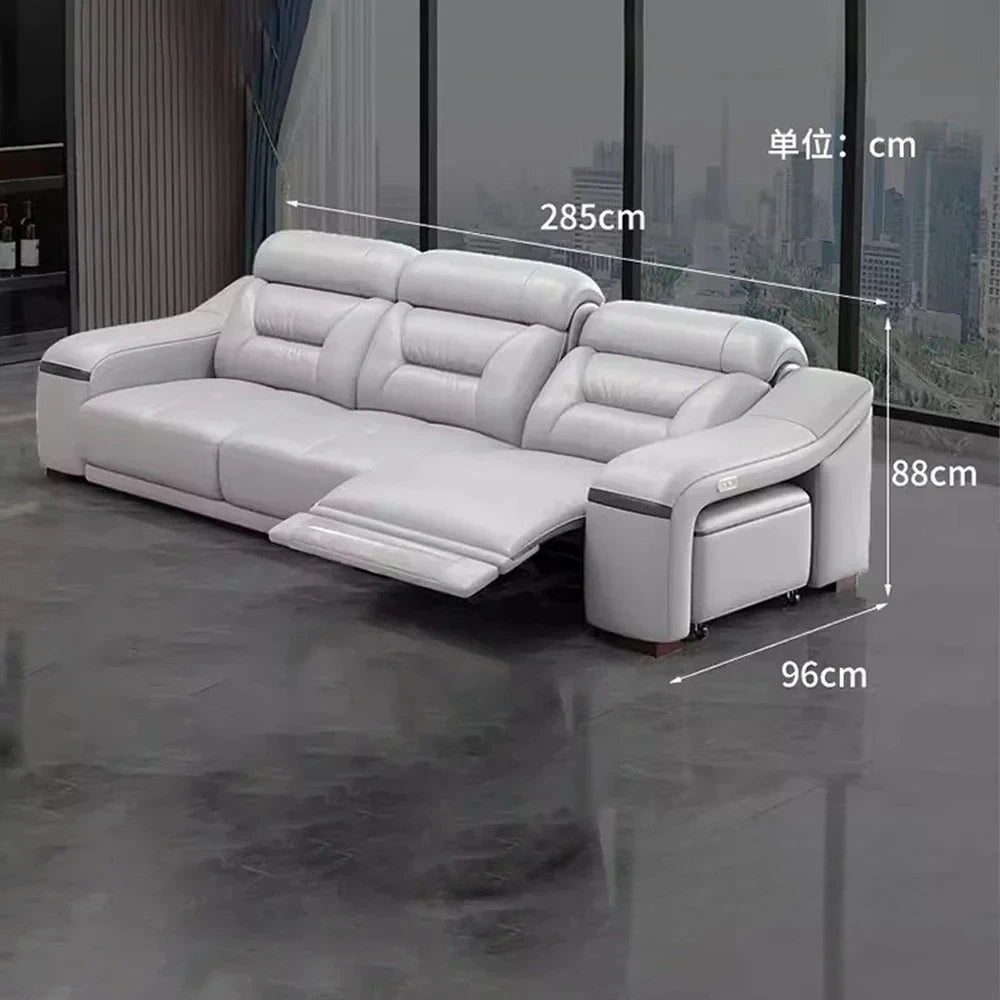 MINGDIBAO Genuine Leather Power Recliner Sofa Set With Stool