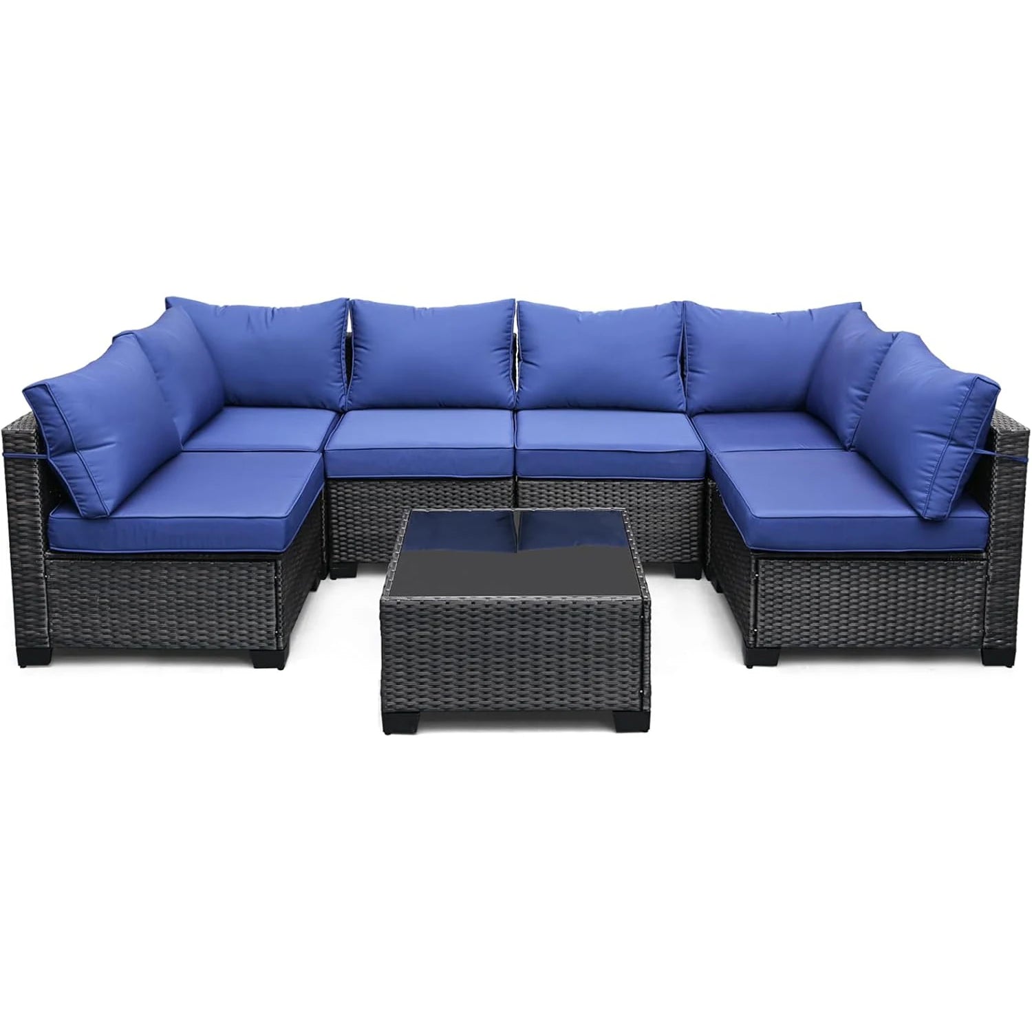 7-Piece Modular Outdoor Furniture Set, PE Rattan Wicker Sectional Modular Conversation Sofa Set, Perfect For Garden Balcony The Pet & Home Store