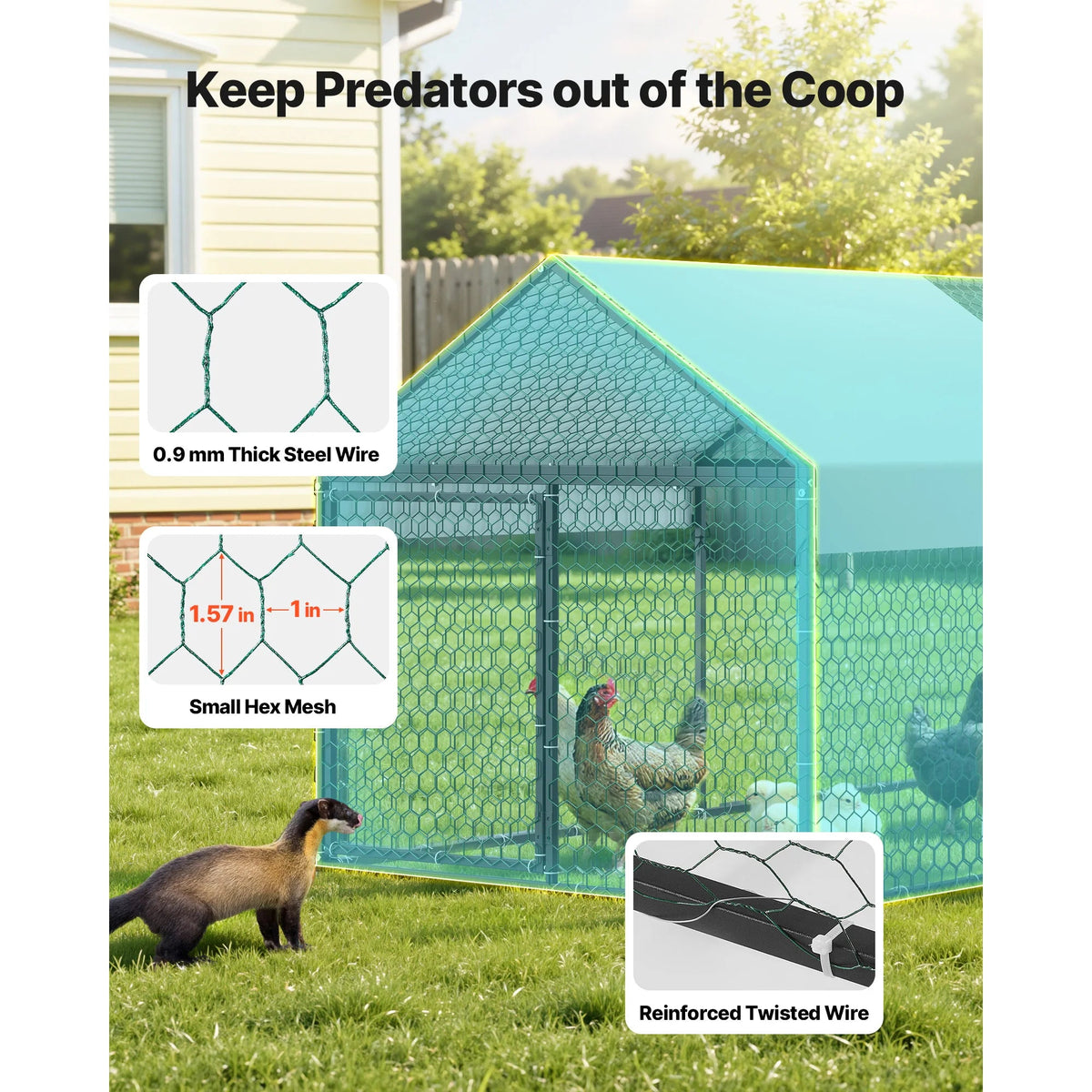 Metal Chicken Coop with Waterproof Cover & Doors The Pet & Home Store