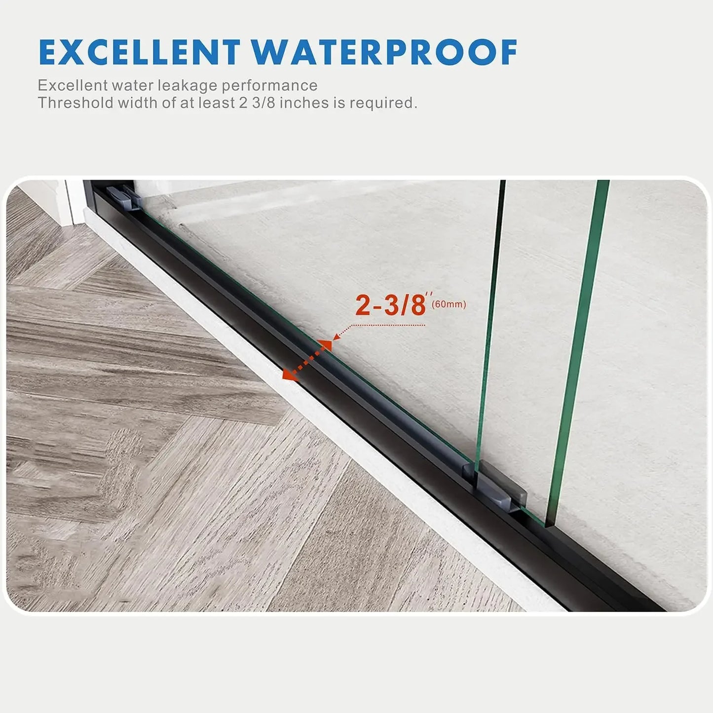 Semi Frameless Sliding Glass Shower Door With Tempered Glass