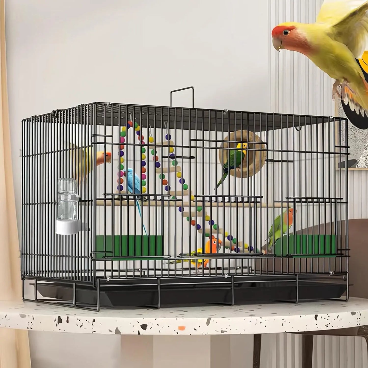 Pet Bird Automatic Water Dispenser with Gravity-Feed for Parrot Budgie Canary Cage Hanging Drinking Fountain
