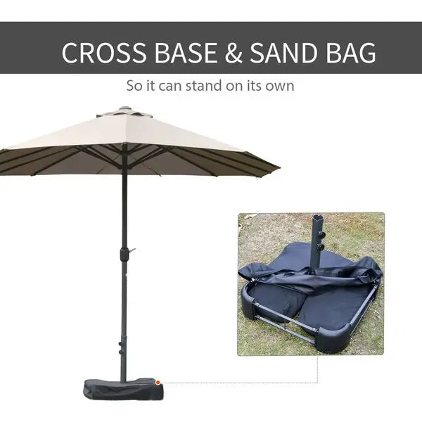 Outsunny Double Sided Patio Umbrella With Base And Crank