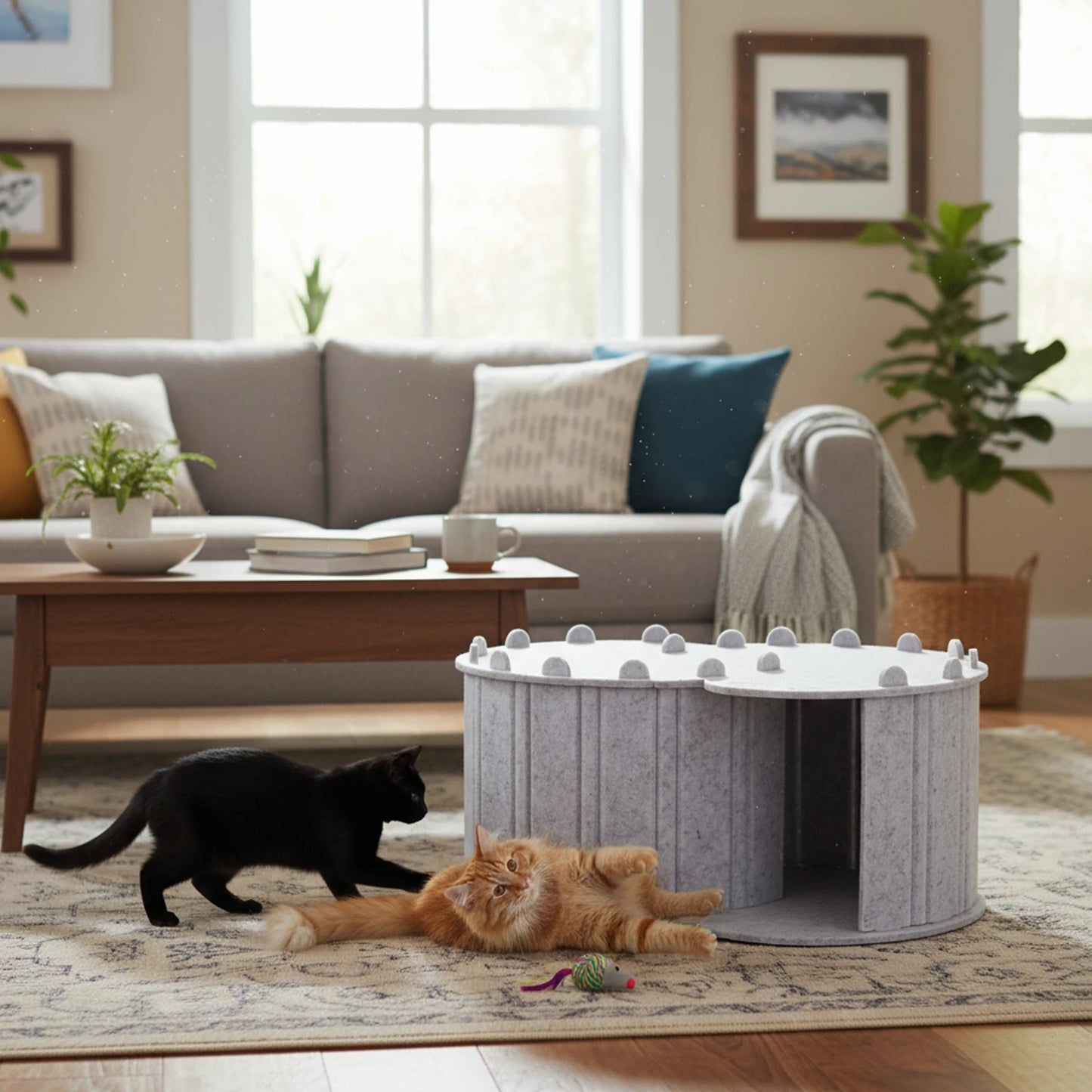 Shunmaii Cat Tunnel Bed Felt Peekaboo Cave Foldable Pet House