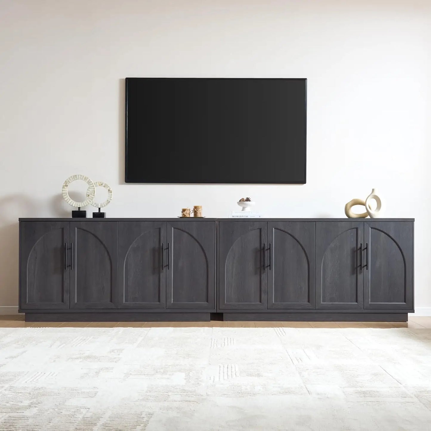 Buffet Cabinet With Glass Doors Modern Arched Sideboard