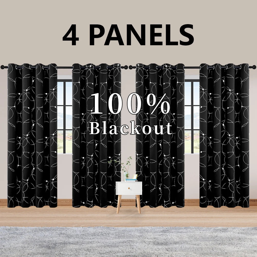 Blackout Curtains Grommet Thermal Insulated Room Darkening 4 Pack
