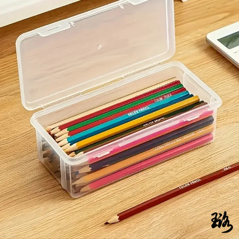 Clear PP Storage Boxes With Lids For Office Supplies