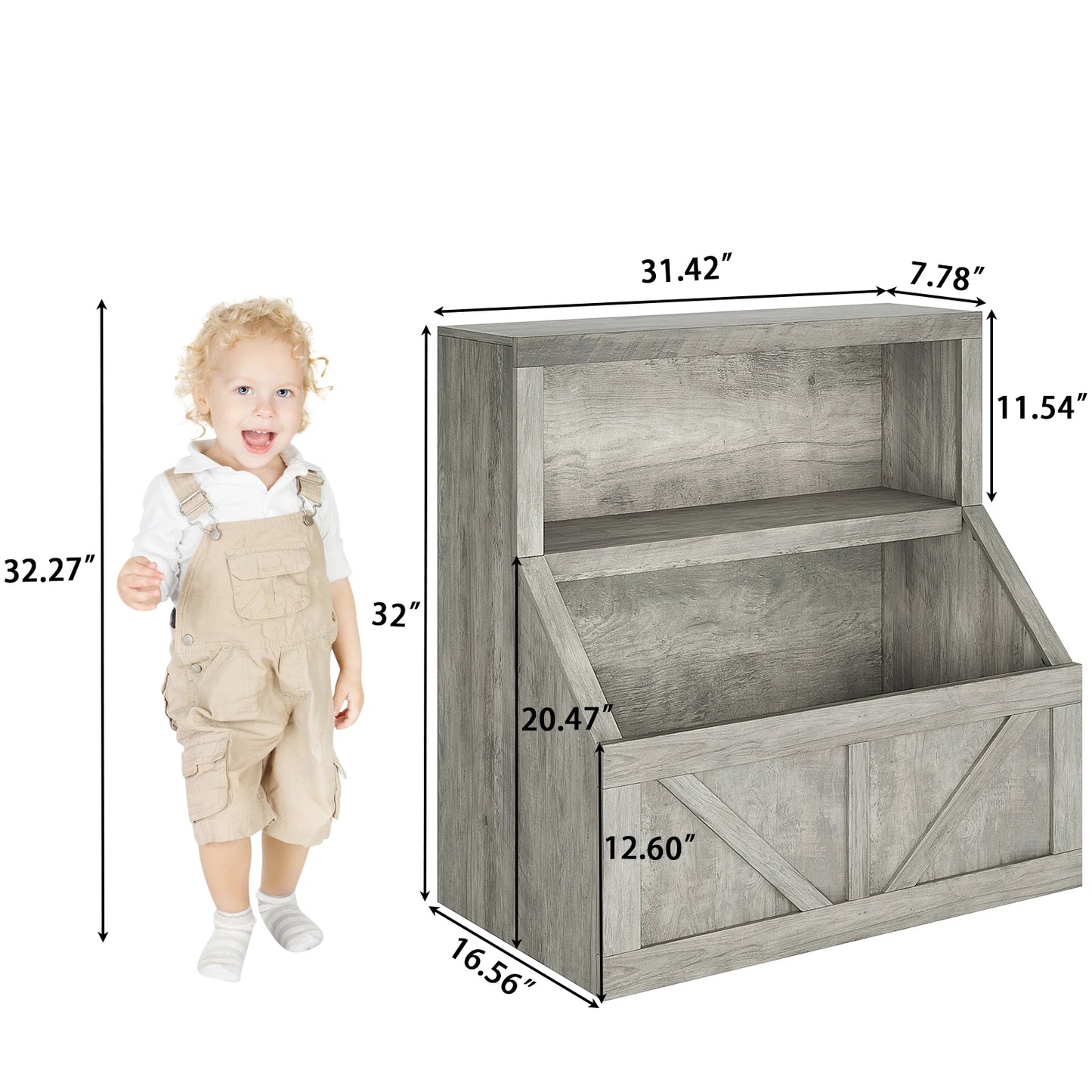 Wooden Toddler Bookshelf With Toy Storage Cubby Organizer