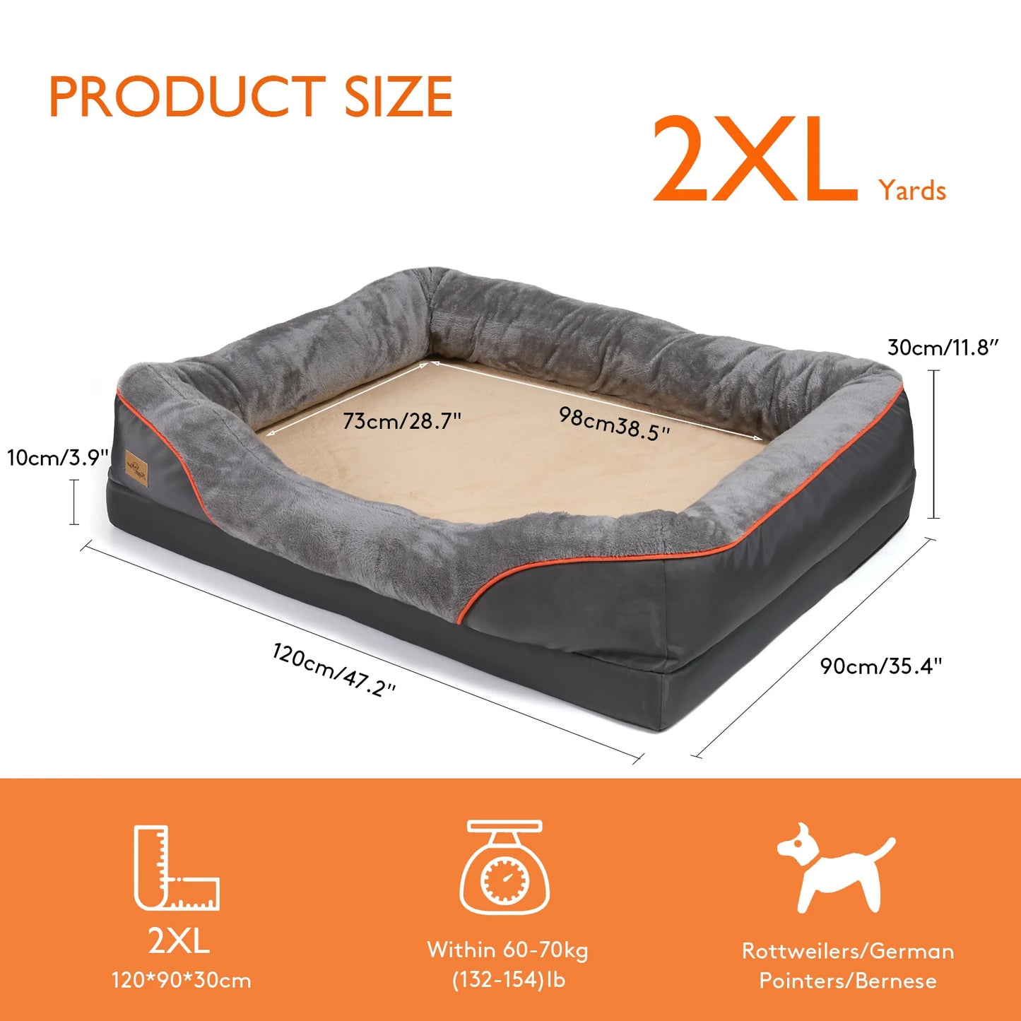 BINGOPAW Large Dog Bed With Removable Washable Cover