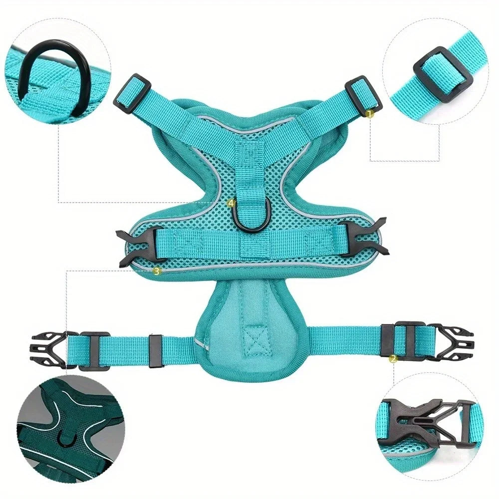 No Pull Dog Harness And Leash Set Reflective Adjustable Vest