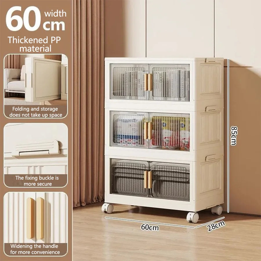 Stackable Plastic Storage Cabinet With Wheels For Easy Organization