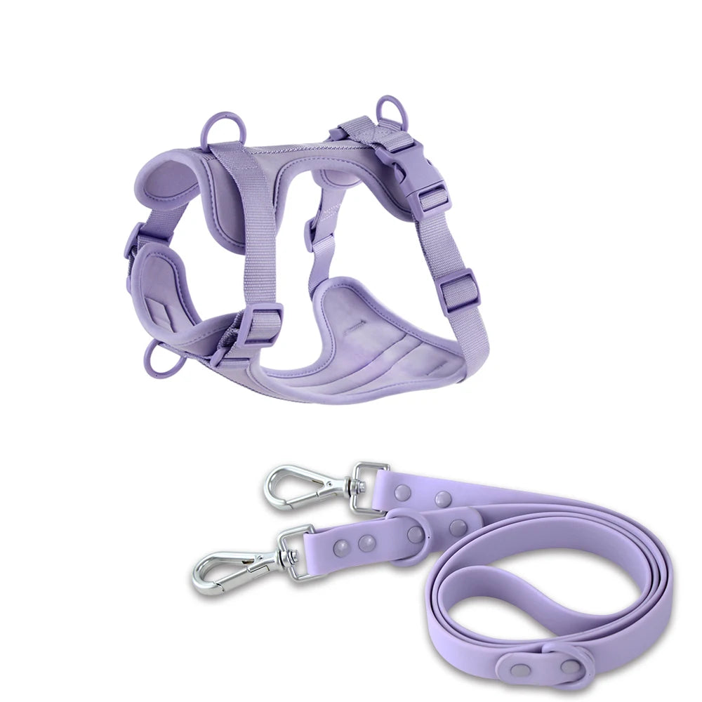 Dog Harness And Leash Set PVC Breathable Adjustable Chest Strap