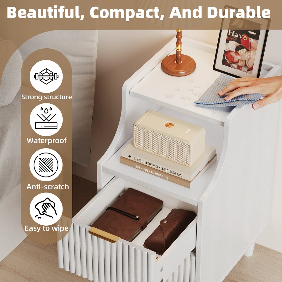 UGTOO Modern Nightstand With Two Drawers And Open Shelf The Pet & Home Store