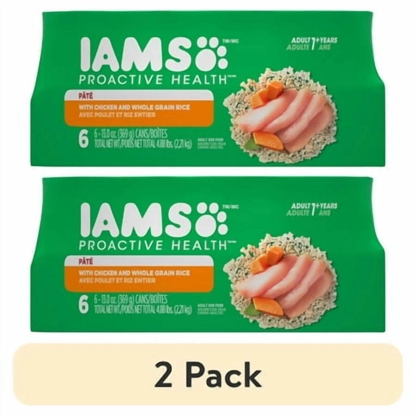 2 pack chicken and whole grain rice wet dog food in 13 oz cans pack of 6