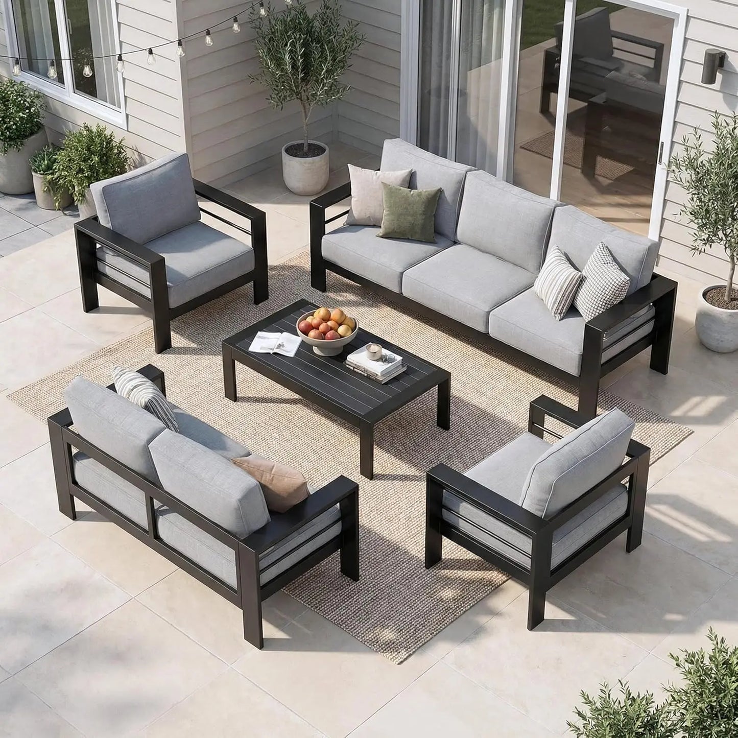 Aluminum Patio Furniture Set for All Weather, Oversized Metal Outdoor Furniture Set with 27.5" Deep Seating, Customized