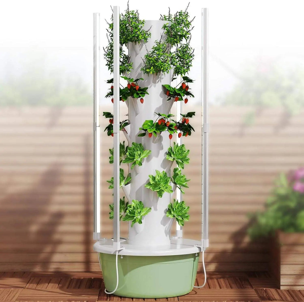 Hydroponic Tower Growing Kit System with 4 LED Grow Lights, 7 Layer 28-Pot Planter The Pet & Home Store